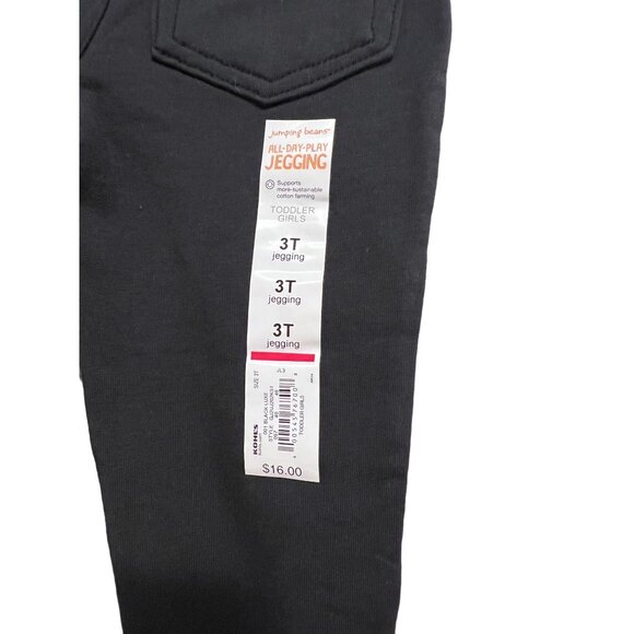 Jumping Beans Jeans Pants Girls Size 3T Black Knit Elastic Waistband Pull on sty - Picture 2 of 5
